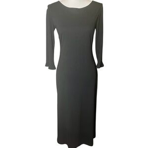 Harold's Pencil Dress Black 3/4 Ruffle Sleeve Size 6 Classic Cocktail LBD Modern